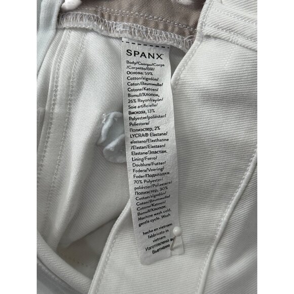 Spanx White Wide-Leg Cropped Pants Womens Cotton Blend Pull-On Size L - Picture 9 of 10